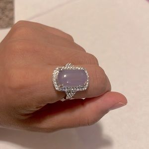 Pink Purple Zircon Rings For Women Vintage Big Ring Ladies Wedding Promise Rings